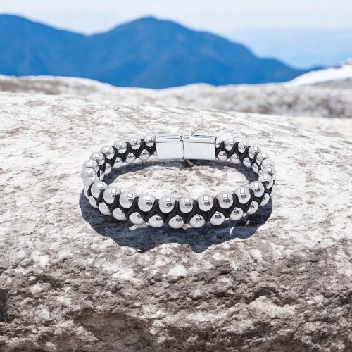 6mm Hematite and Steel Cable Men's Bracelet