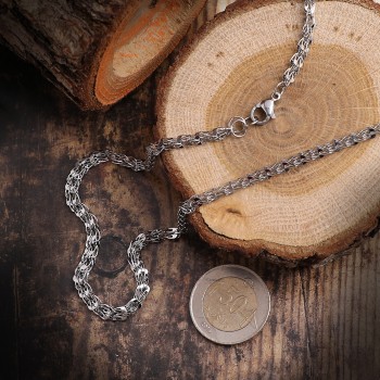 İç İçe Örgülü Çelik Kolye Modeli