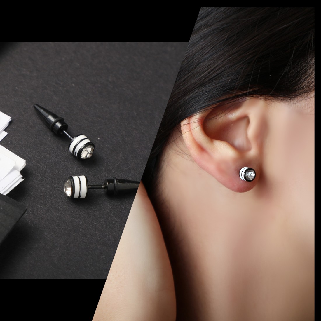 Toptan İki Şeritli Tek Taş Sivri Küpe Fiyatları