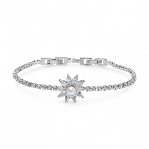 İnci Tanesi Zirkon Taşlı Suyolu Bileklik