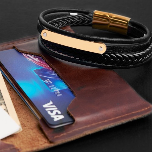 İsim Yazılabilen Çoklu Hakiki Deri Çelik Bileklik