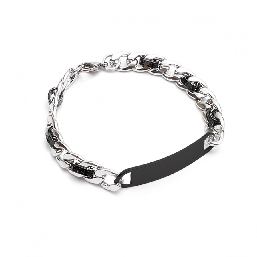 İsim Yazılabilen Yassı Çelik Zincir Bileklik
