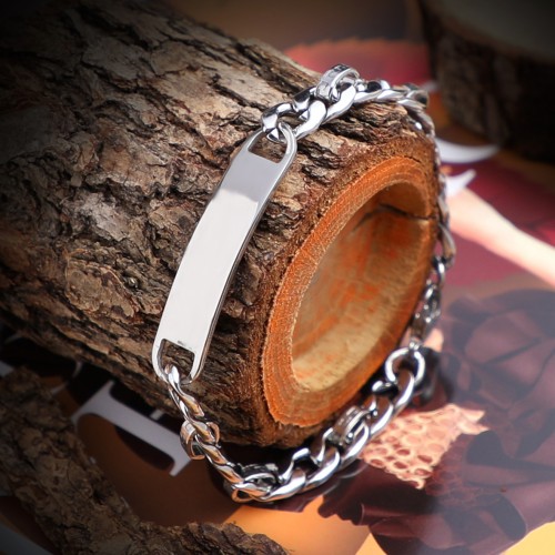 İsim Yazılabilen Yassı Çelik Zincir Bileklik