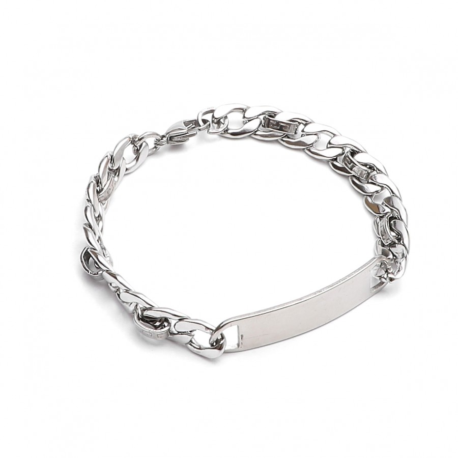 İsim Yazılabilen Yassı Çelik Zincir Bileklik