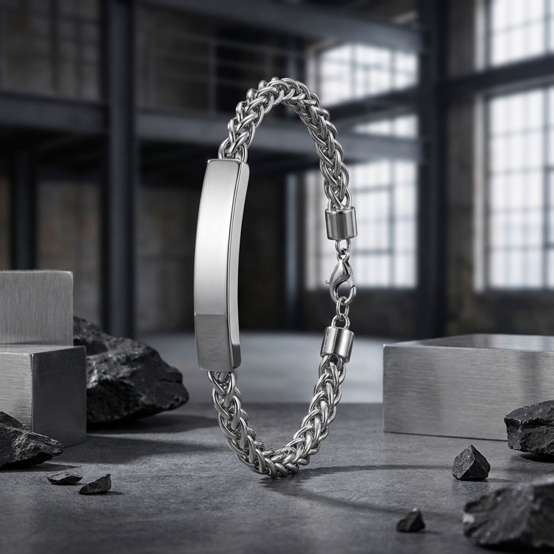 Men's Natural Stone Steel Bracelet 14187