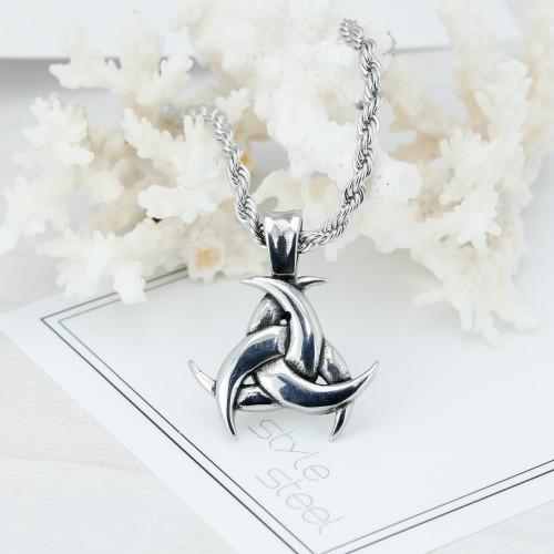 Iskandinav Tanrısı Odinin Üç Boynuzu Çelik Kolye Ucu