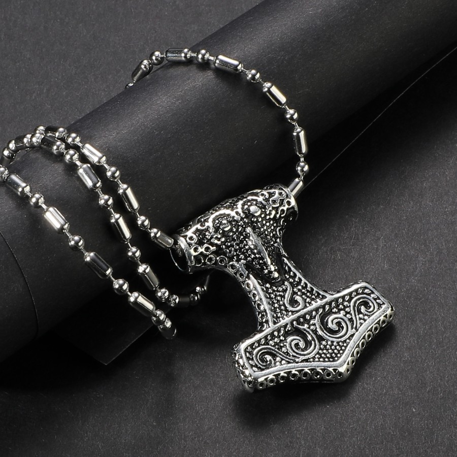 Toptan İskandinav Viking Thor Paslanmaz Çelik Kolye Ucu Büyük Boy Fiyatları