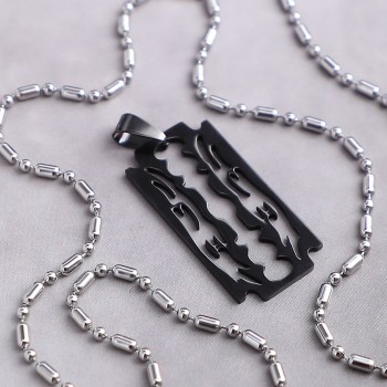 Jilet Desenli Çelik Kolye Ucu