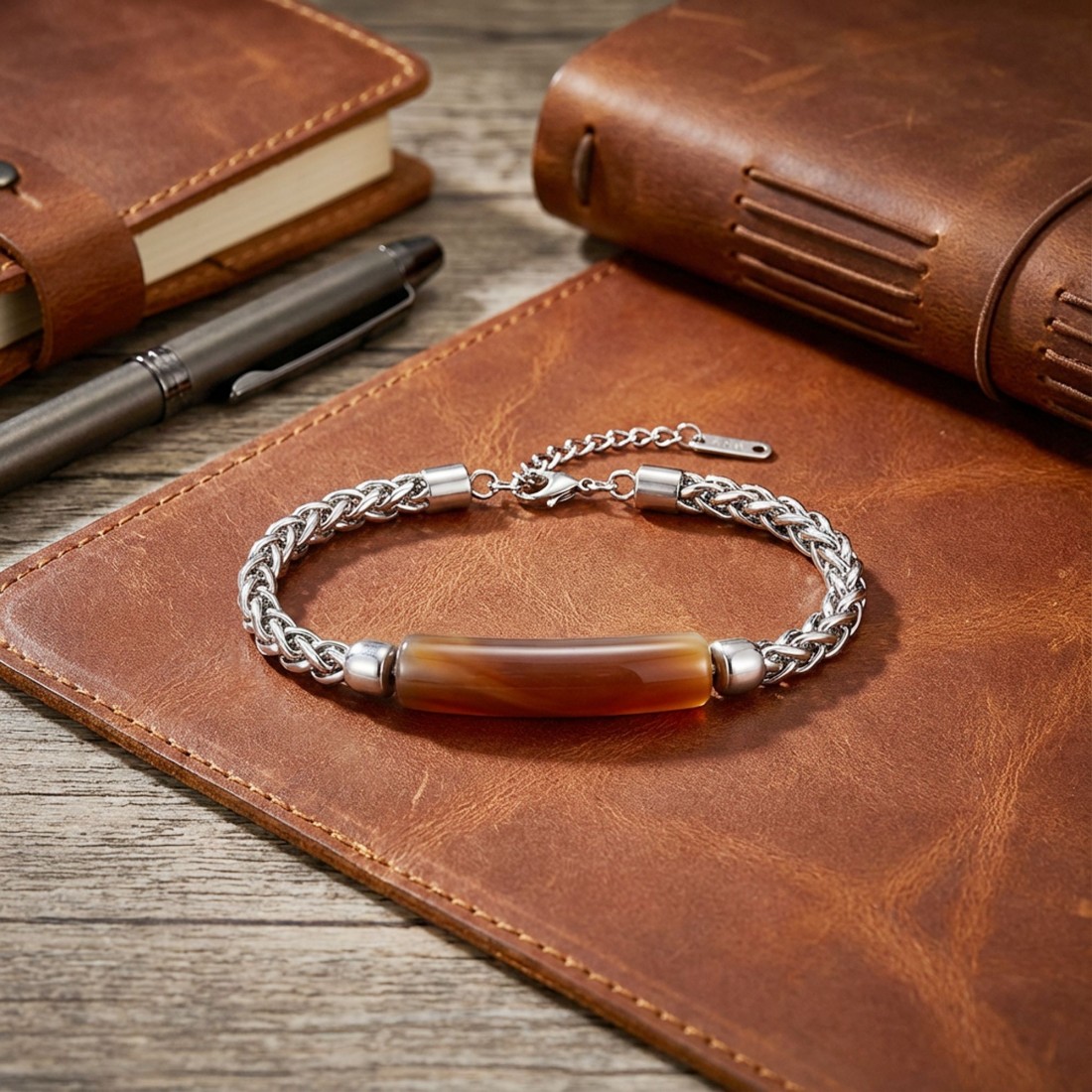 سوار رجالي من الفولاذ مصنوع من الحجر الطبيعي 13843