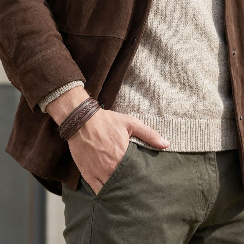 Kahve Çoklu Deri Bileklik