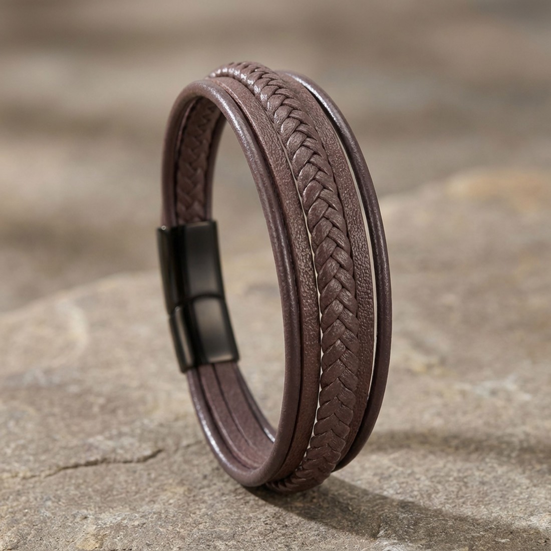 Kahve Çoklu Deri Bileklik