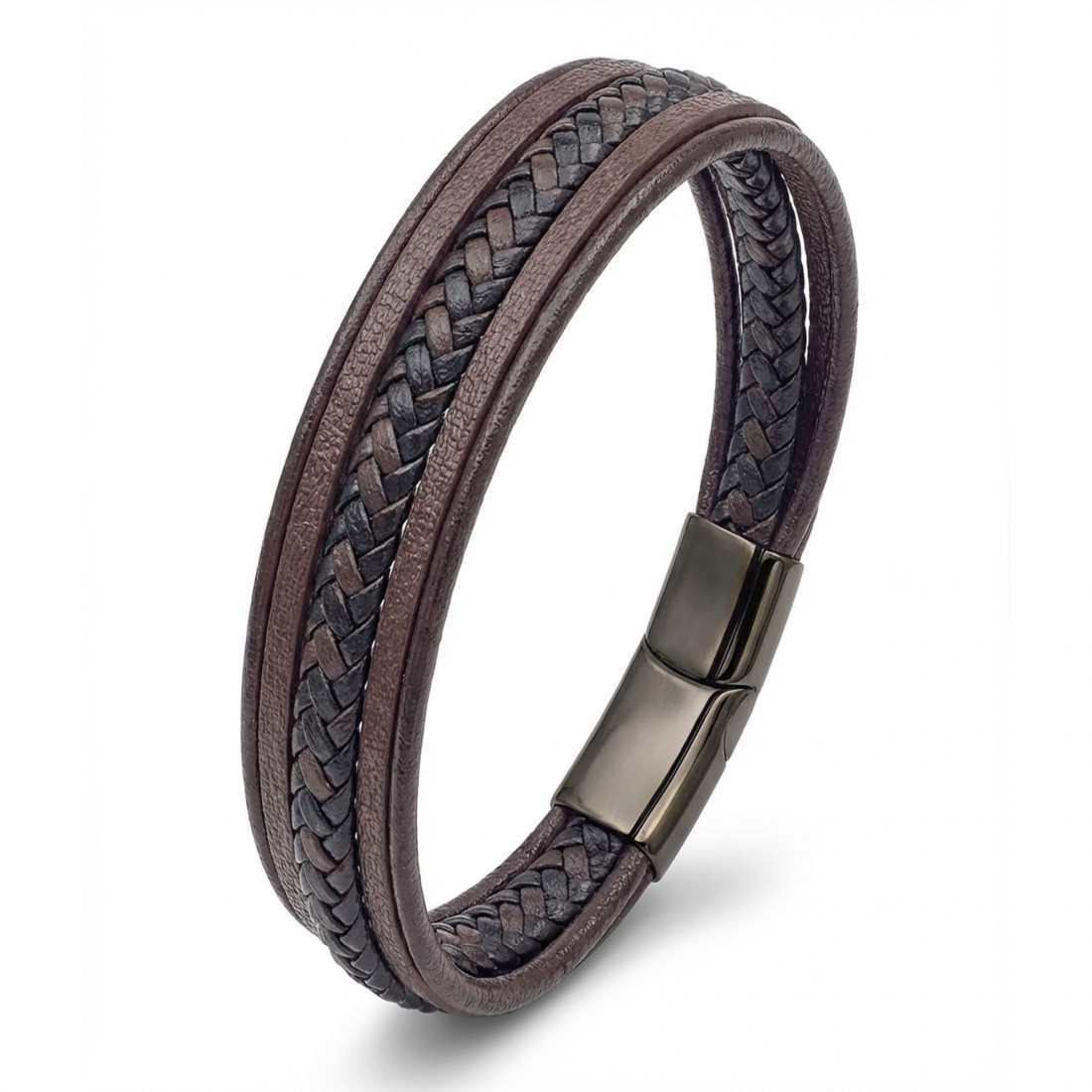 Kahve Siyah Çoklu Deri Bileklik