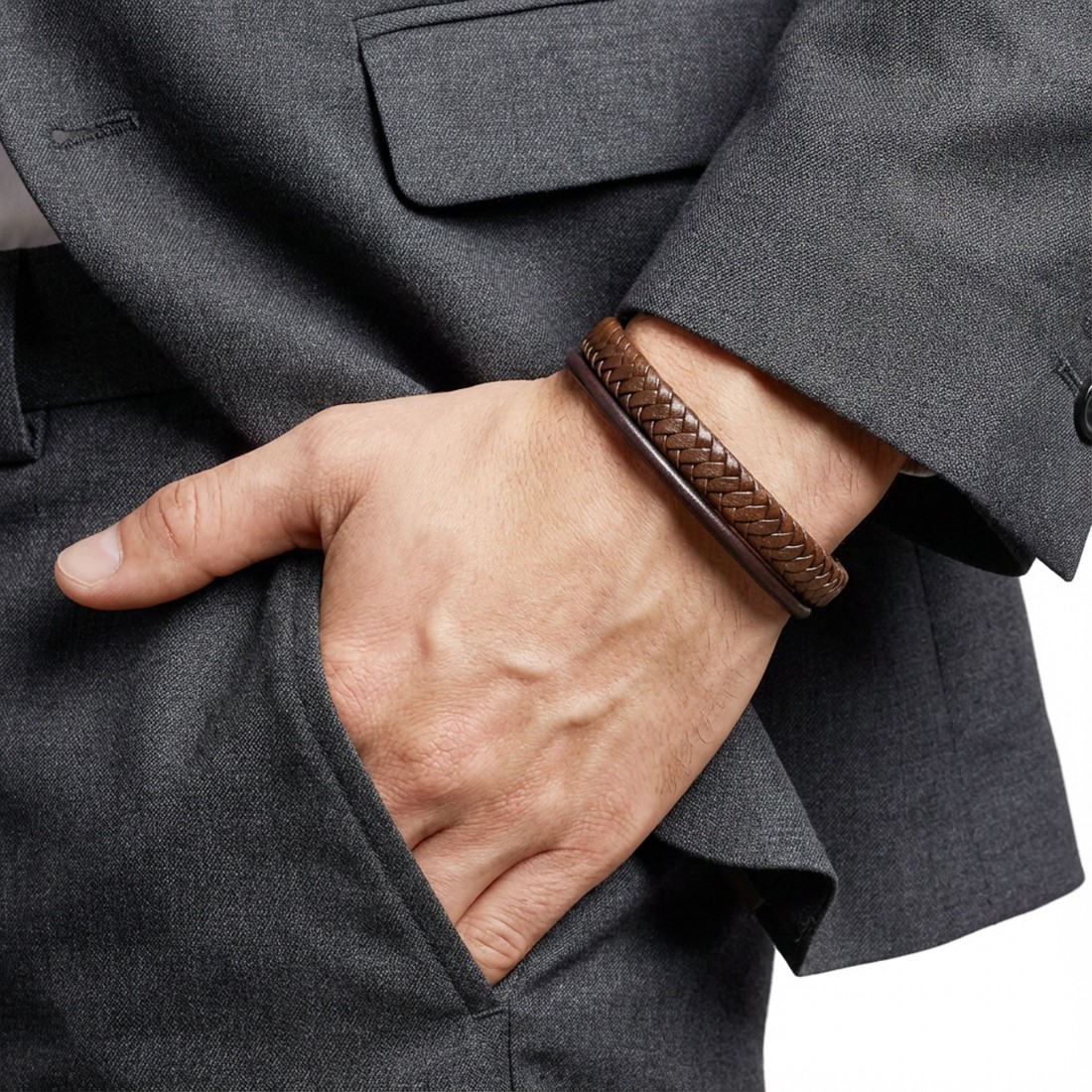 Kahverengi Çoklu Deri Bileklik