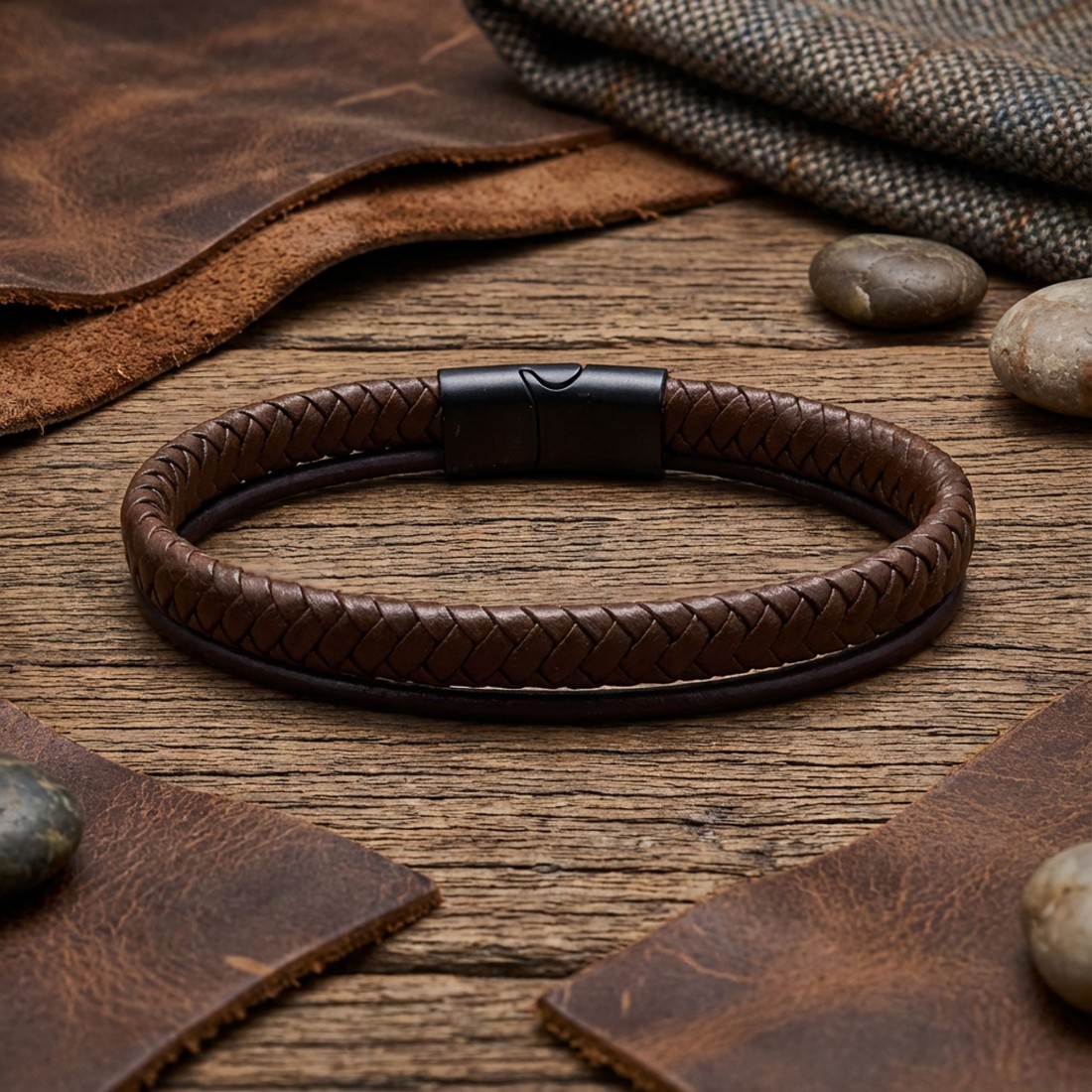 Kahverengi Çoklu Deri Bileklik