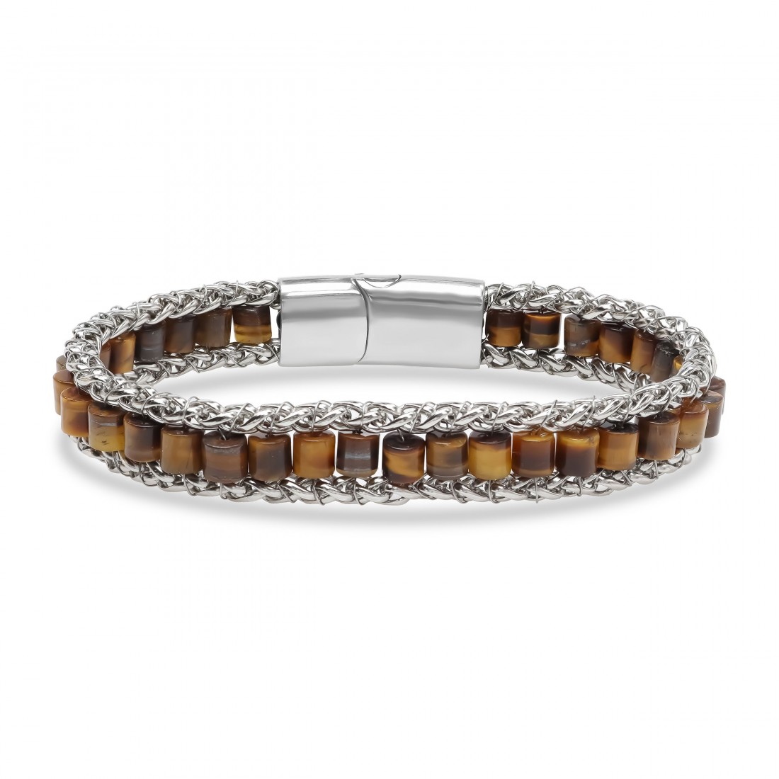 Men's Natural Stone Steel Bracelet 14051