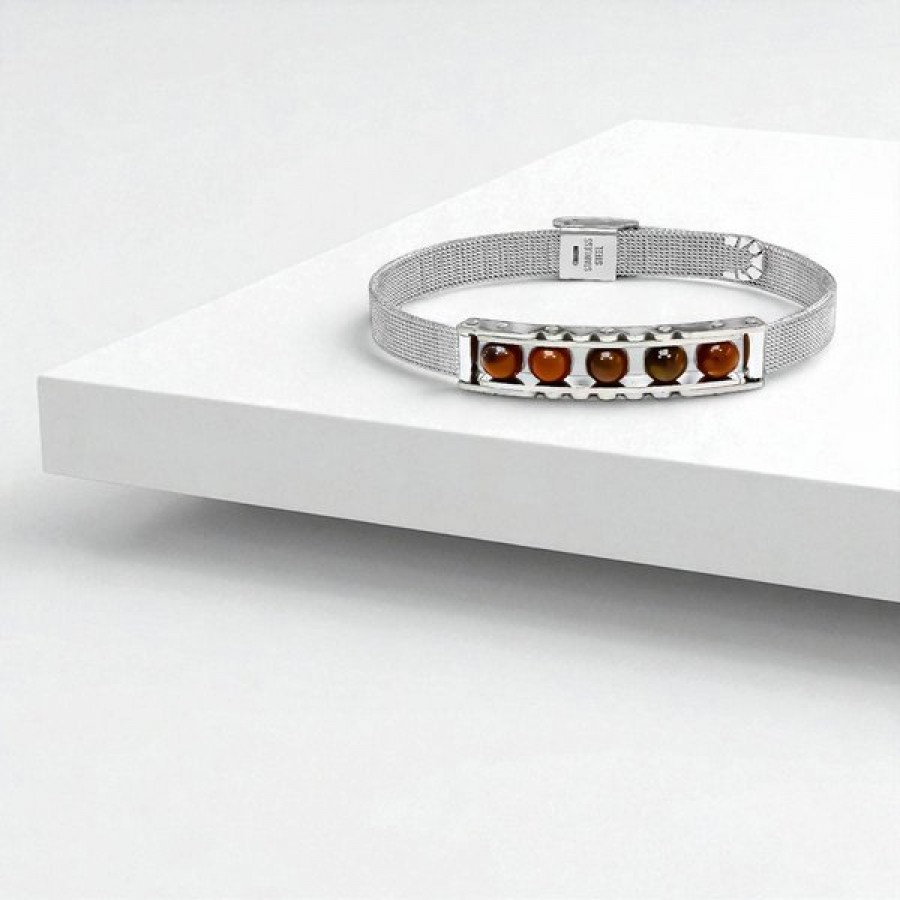 Kaplan Gözü Taşı Ve Paslanmaz Çelik Bileklik