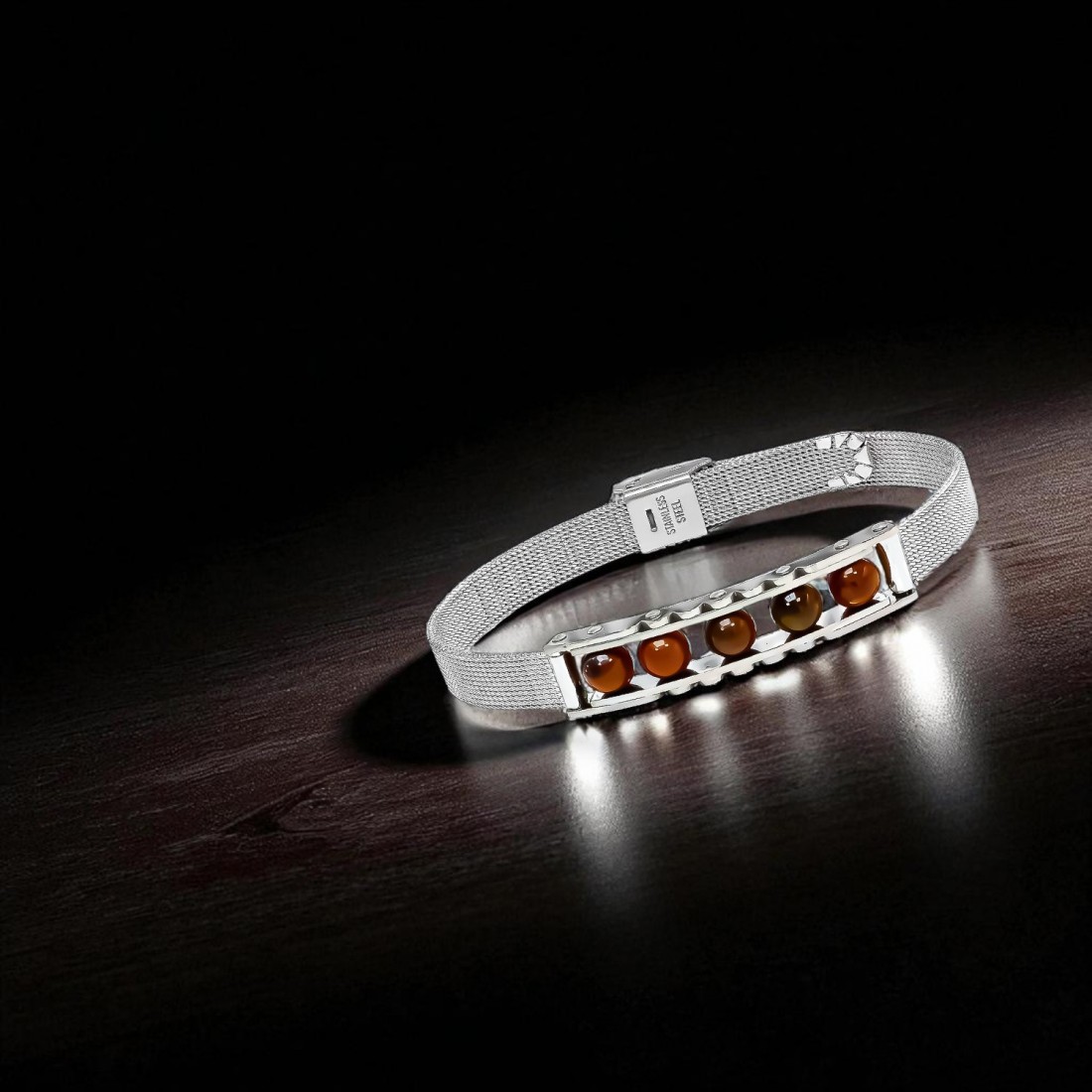 Kaplan Gözü Taşı Ve Paslanmaz Çelik Bileklik