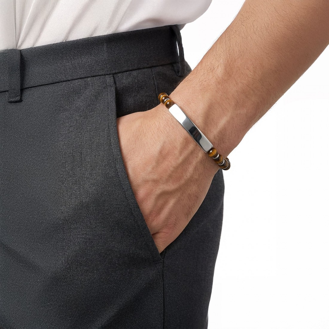 Men's Natural Stone Steel Bracelet 14131