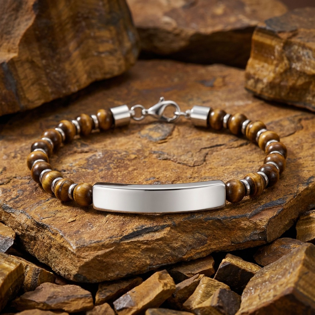 Men's Natural Stone Steel Bracelet 14131