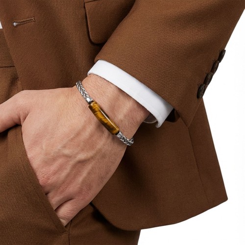 Kaplangözü Doğal Taşlı Ve Ayarlanabilir Çelik Zincir Bileklik