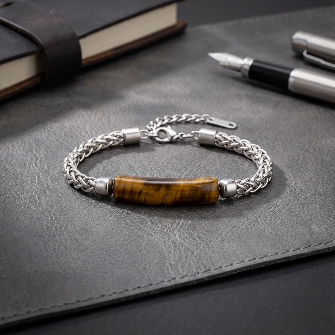 Kaplangözü Doğal Taşlı Ve Ayarlanabilir Çelik Zincir Bileklik