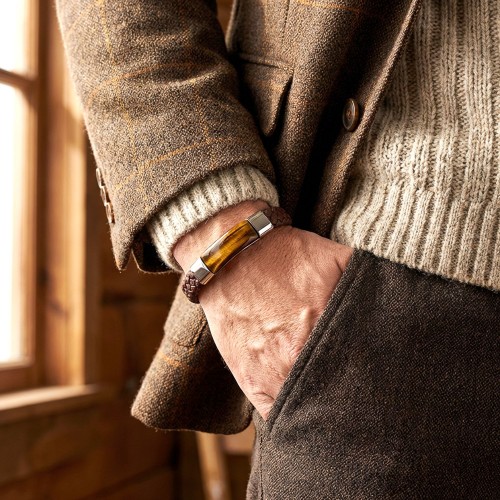 Kaplangözü Doğaltaş Ve Deri Çelik Bileklik