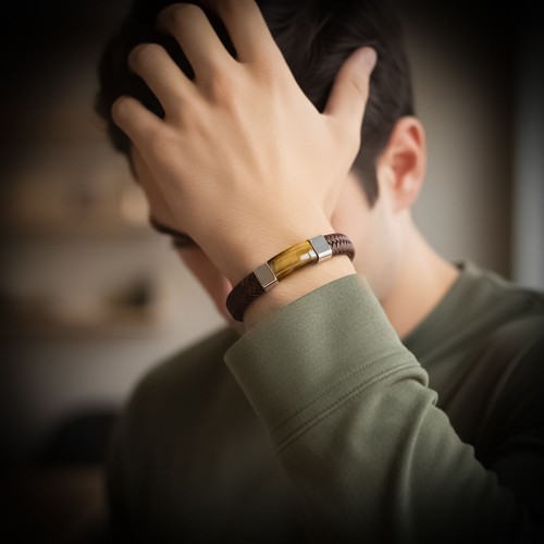 Kaplangözü Doğaltaş Ve Deri Çelik Bileklik