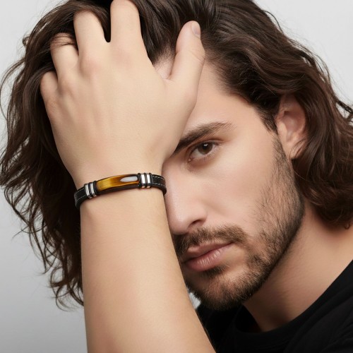 Men's Natural Stone Steel Bracelet 13644