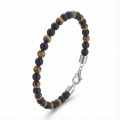 Kaplangözü Ve Oniks Doğal Taşlı Ayarlanabilir Çelik Zincir Bileklik