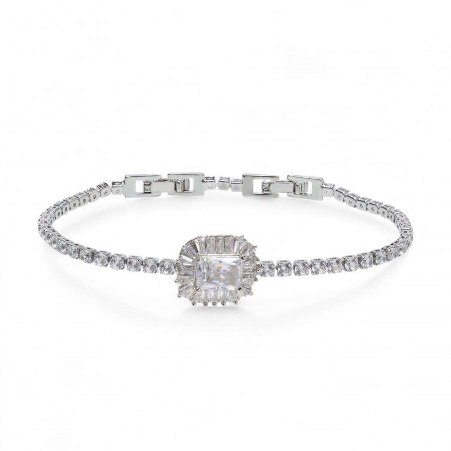 Kare Beget Zirkon Taşlı Suyolu Bileklik