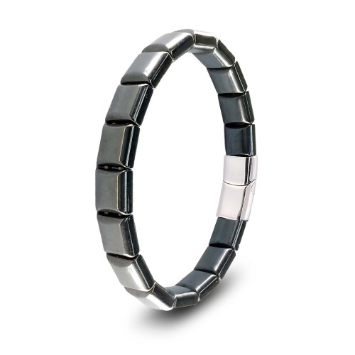 Kare Hematit Doğaltaşlı Çelik Halat Ve Klips Bileklik