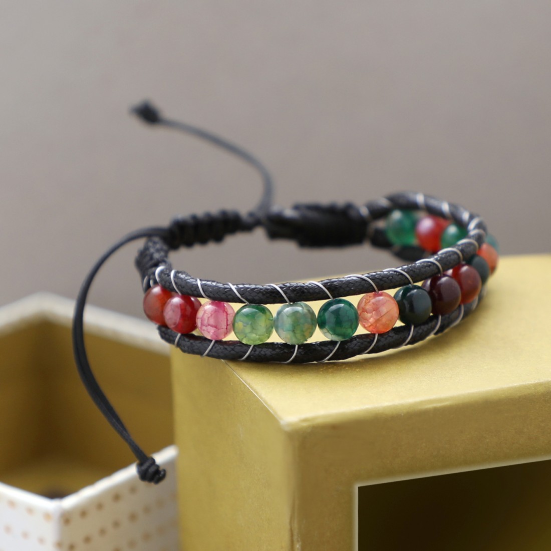 Toptan Karışık Akik Doğaltaşlı Makrome Bileklik Fiyatları