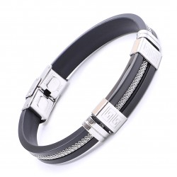 Kauçuk Ortası Hasır Çelik Bileklik