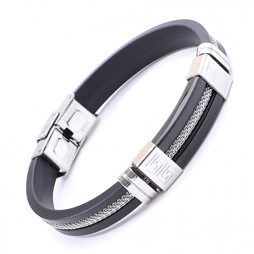 Kauçuk Ortası Hasır Çelik Bileklik