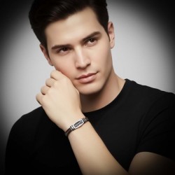 Kemal Atatürk Deri Kordonlu Çelik Halatlı Erkek Bileklik