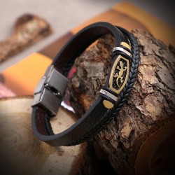 Kertenkele Figürlü Salaç Çelik Deri Bileklik