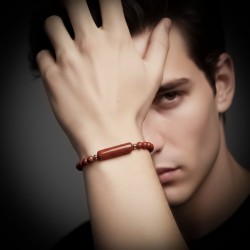 Kırmızı Jasper Doğaltaş Çelik Halat Ve Çelik Klipsli Bileklik