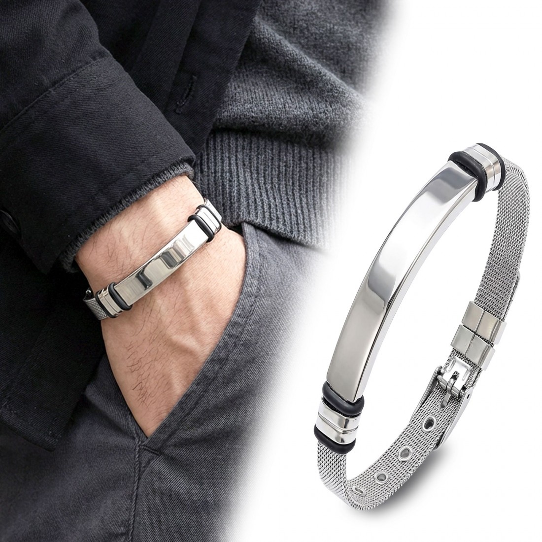 Kişiselleştirilebilir İsim Yazılabilir Ayarlanabilir Kordonlu Çelik Bileklik