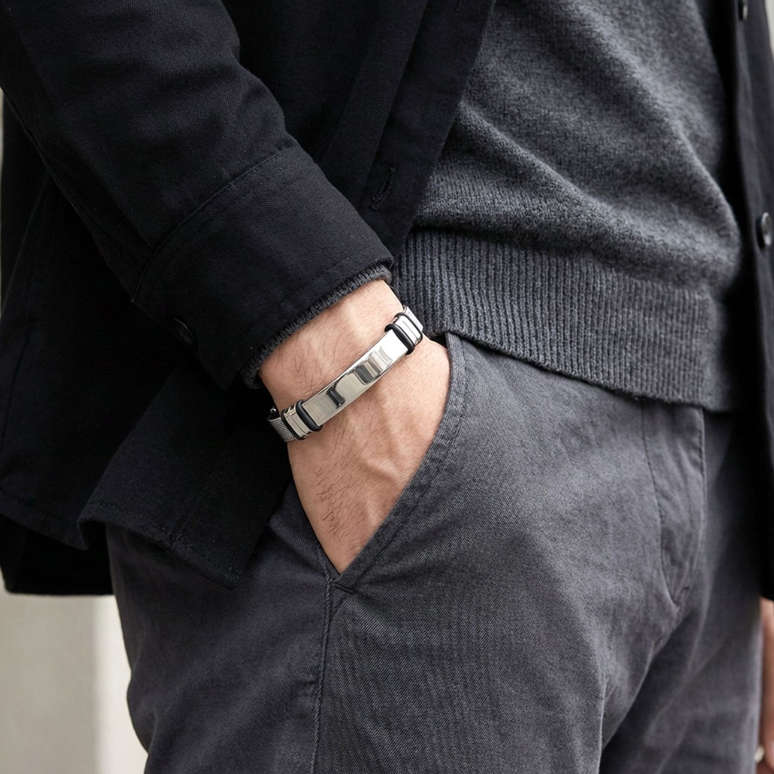 Kişiselleştirilebilir İsim Yazılabilir Ayarlanabilir Kordonlu Çelik Bileklik