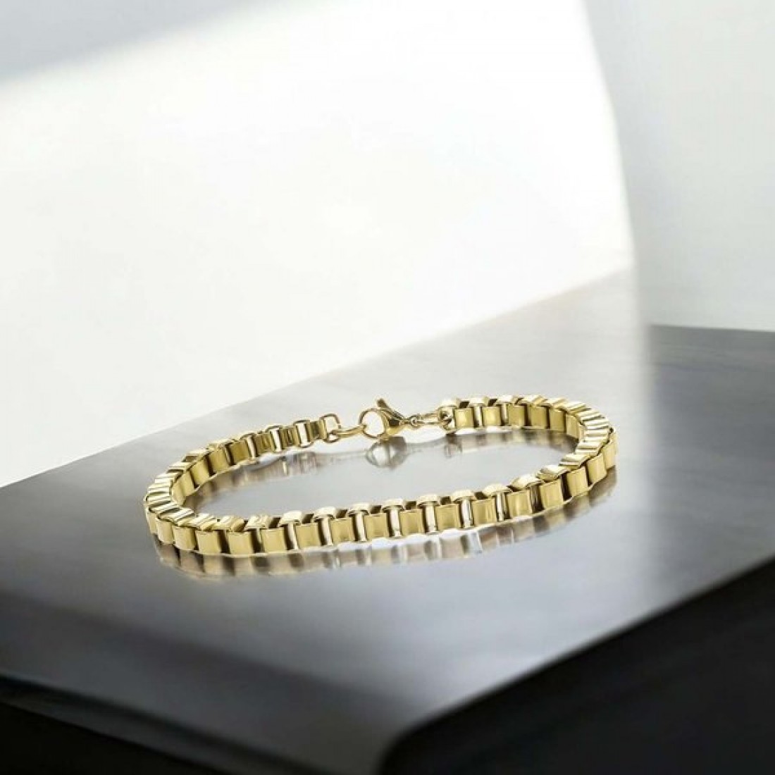 Köşeli Arnavut Zincir Çelik Zincir Bileklik