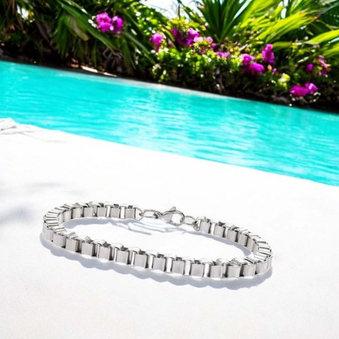 Köşeli Arnavut Zincir Çelik Zincir Bileklik