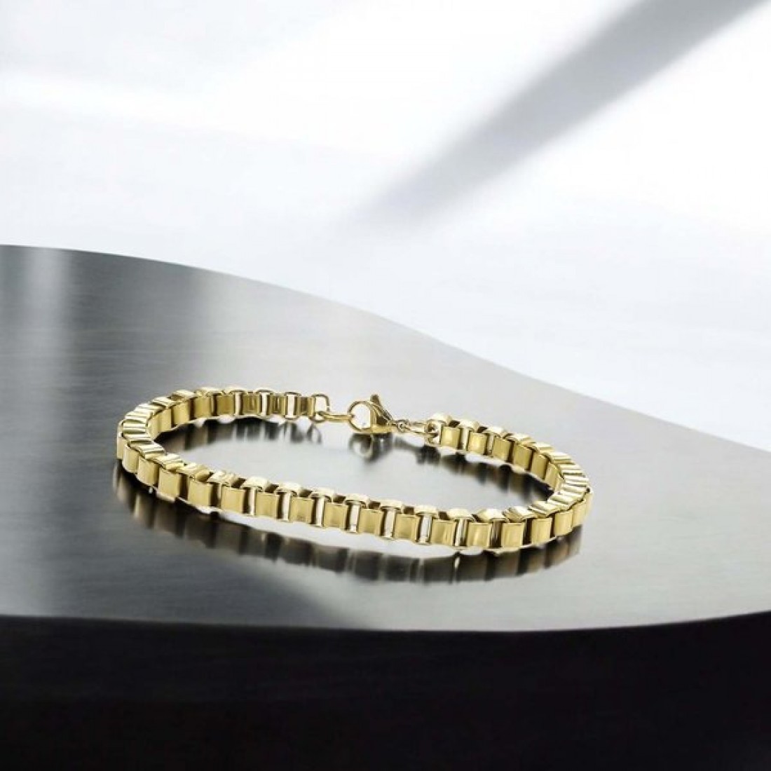 Köşeli Arnavut Zincir Çelik Zincir Bileklik