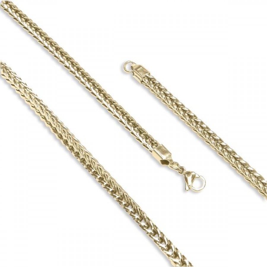 Köşeli Kral Bakla Örgülü Çelik Kolye 4Mm