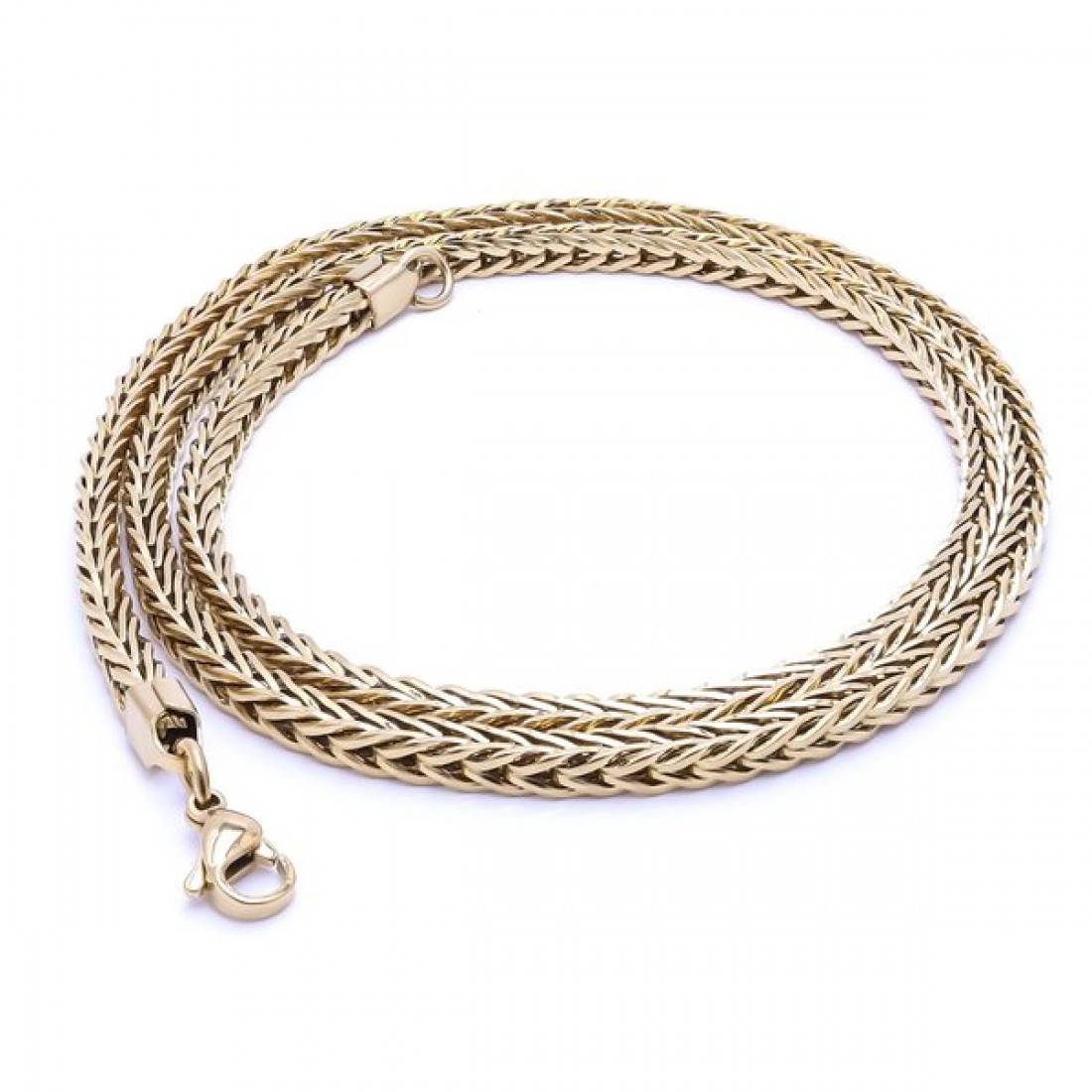 Köşeli Kral Bakla Örgülü Çelik Kolye 4Mm