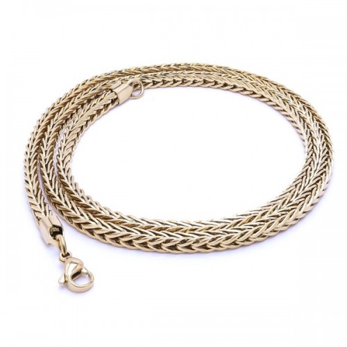 Köşeli Kral Bakla Örgülü Çelik Kolye 4mm