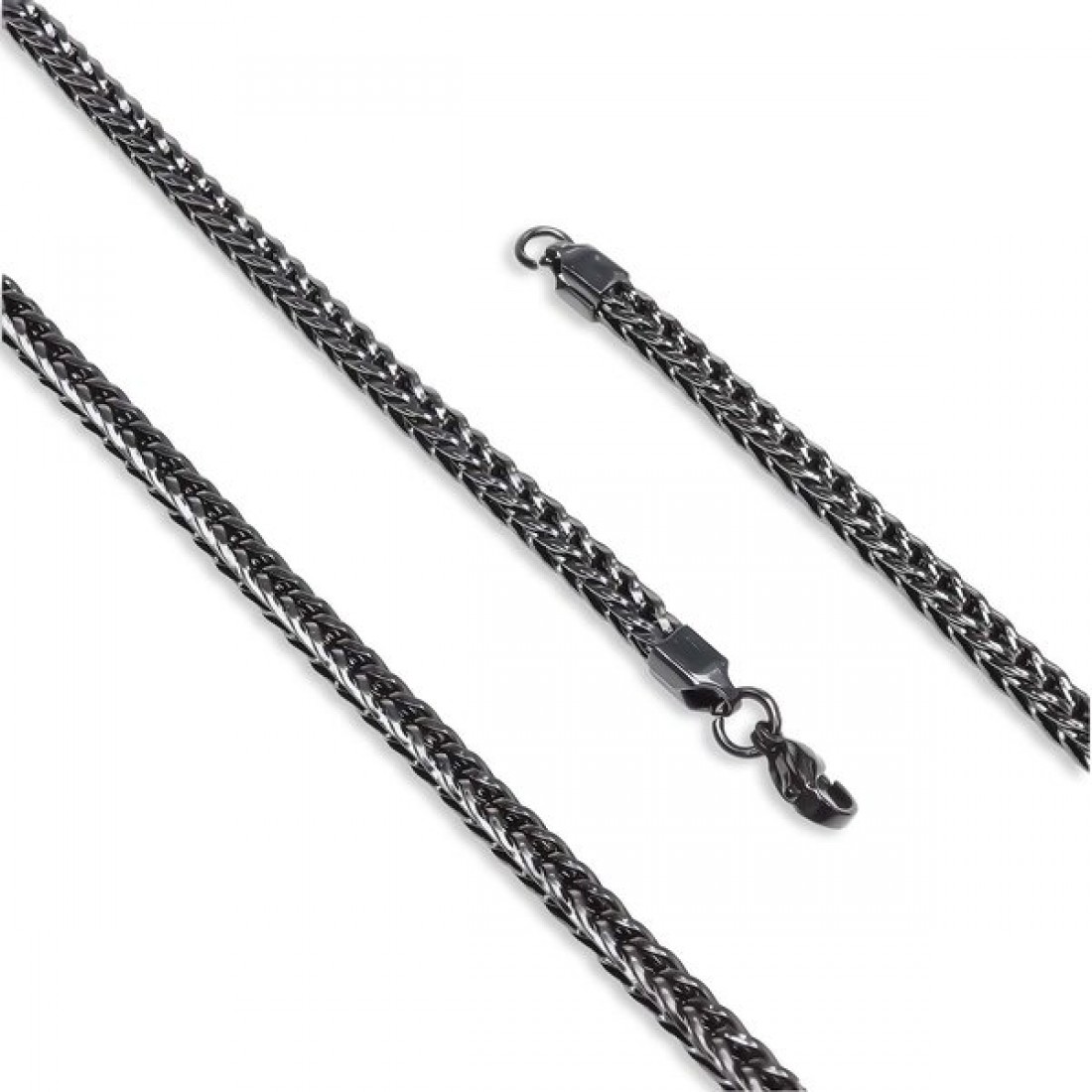 Köşeli Kral Bakla Örgülü Çelik Kolye 4Mm