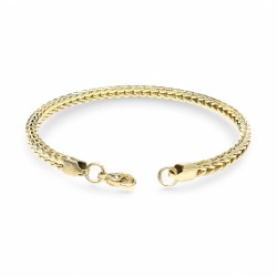 Köşeli Kral Bakla Örgülü Sarı Çelik Zincir Bileklik 4Mm