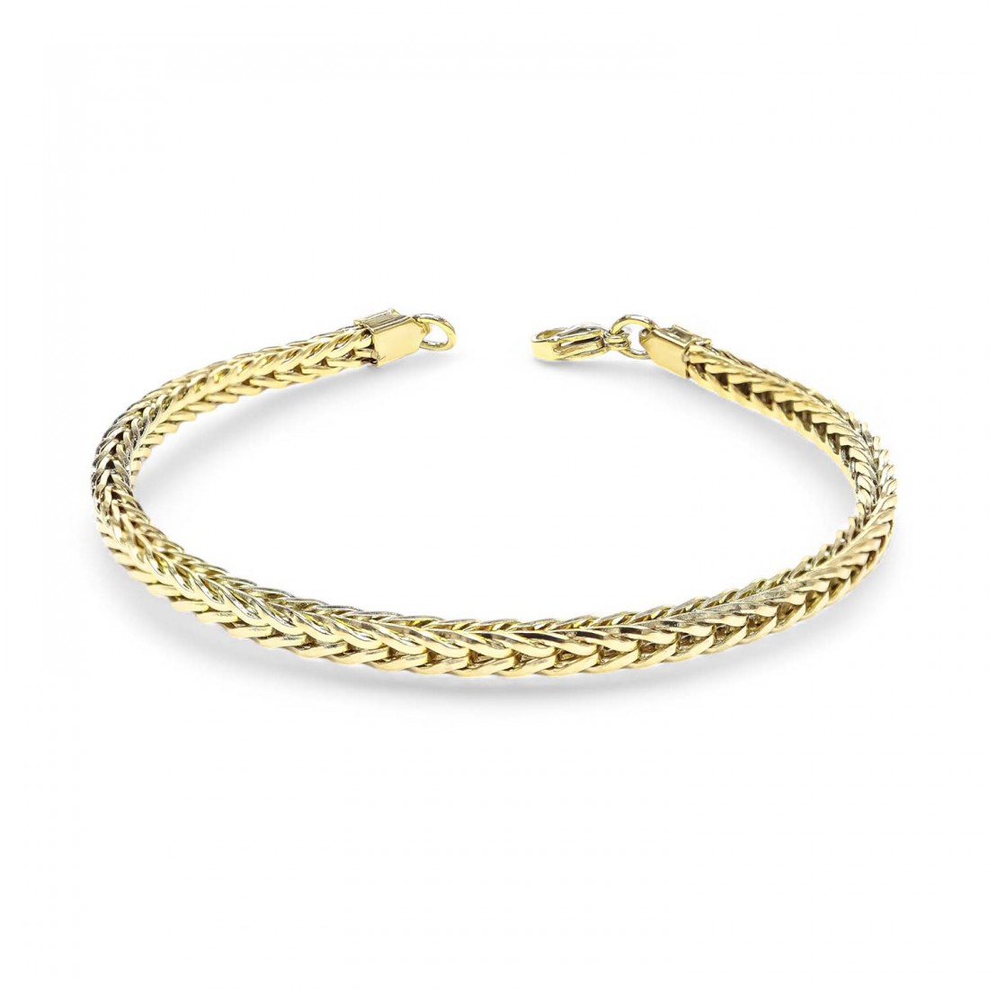 Köşeli Kral Bakla Örgülü Sarı Çelik Zincir Bileklik 4Mm
