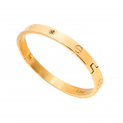 Küçük Boy Taşlı Kelepçe Çelik Bileklik 4 Renk