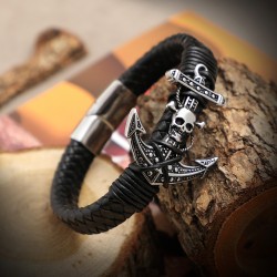 Kuru Kafa Çapa 316L Ayar Çelik Ve Orjinal Deri Billeklik